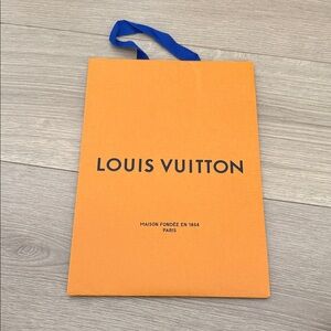 Louis Vuitton Vibrant Orange Tote with Blue Handles